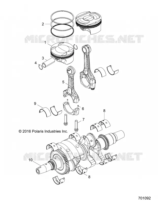 ENGINE, VILEBREQUIN AND PISTON
