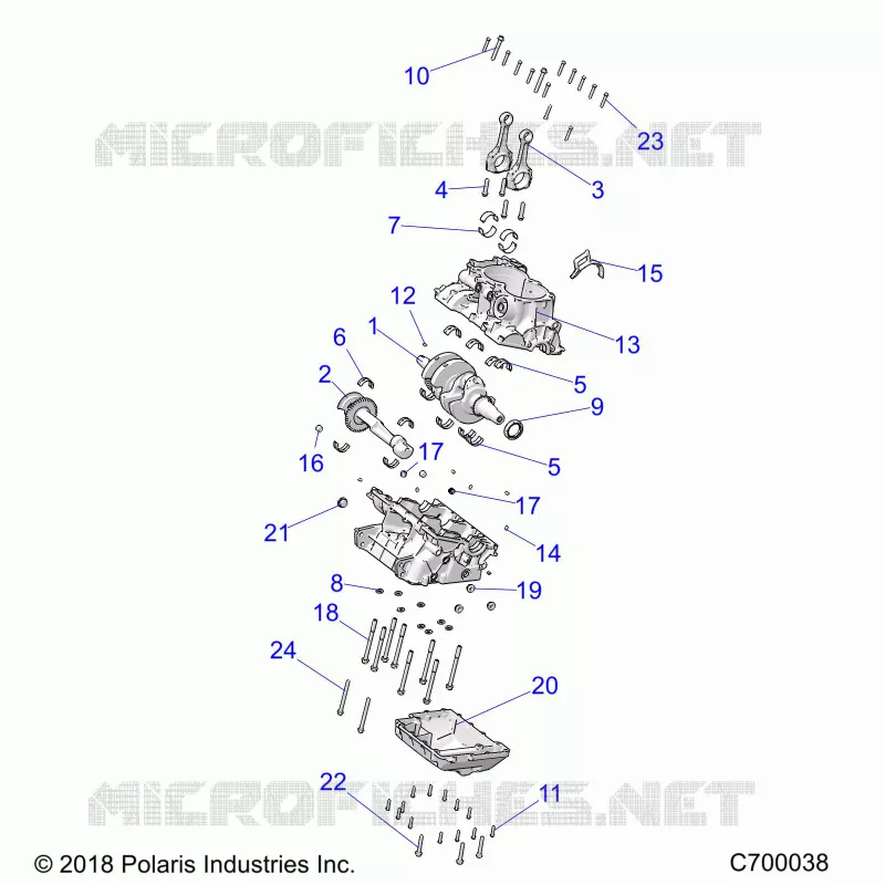 ENGINE, CRANKCASE AND VILEBREQUIN