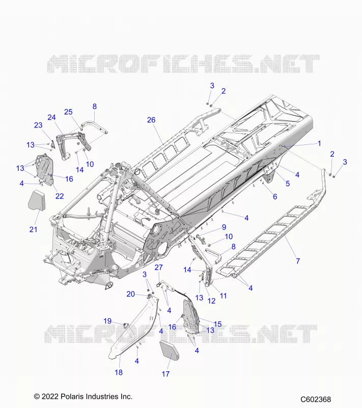 CHASSIS, PROTECTION D'EMBRAYAGE, FOOTRESTS, AND RUNNING BOARDS