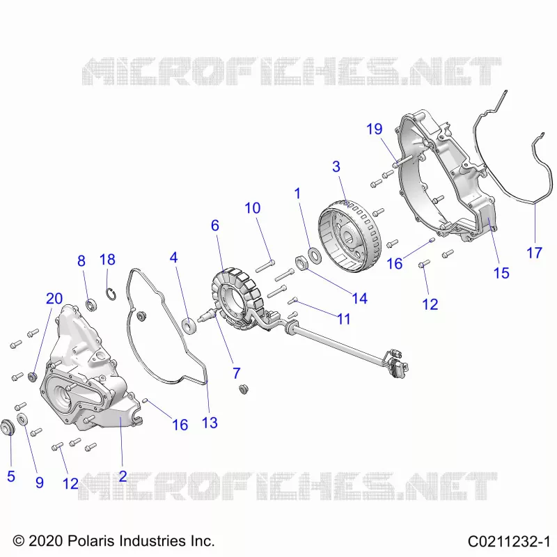 ENGINE, STATOR COVER AND FLYROUE