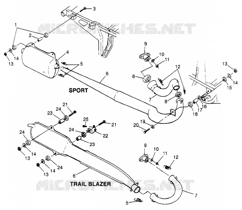 ECHAPPEMENT Sport 400L W97BA38C and Trail Blazer W97BA25C (4940124012A011)