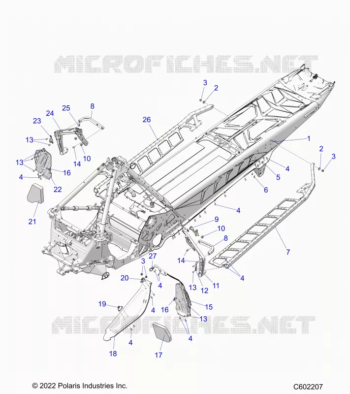 CHASSIS, PROTECTION D'EMBRAYAGE, FOOTRESTS, AND RUNNING BOARDS