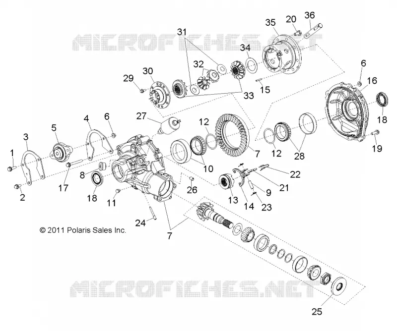 SYSTÈME DE TRANSMISSION, PONT, DIFFERENTIAL, INTERNAL COMPONENTS