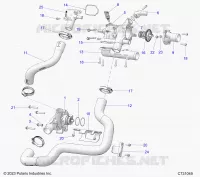 MOTEUR, COOLANT PUMP AND THERMOSTAT