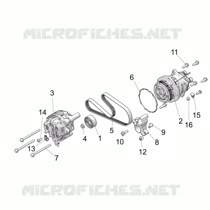 ENGINE, ALTERNATEUR AND COMPRESSOR