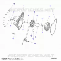 ENGINE, STATOR COVER AND FLYROUE