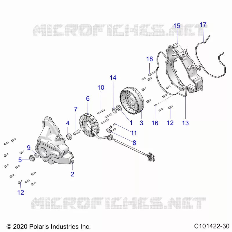ENGINE, STATOR COVER AND FLYROUE