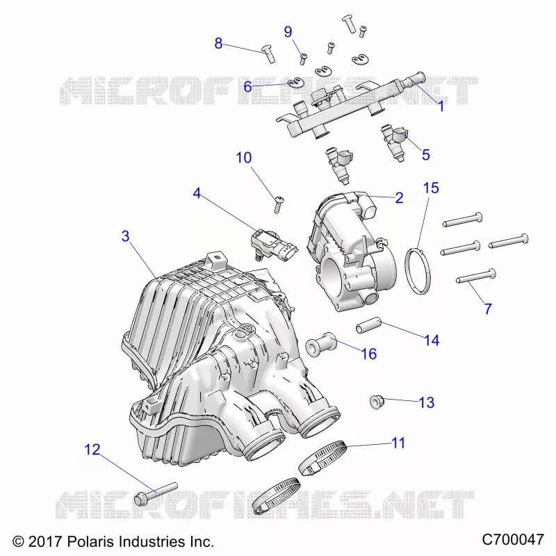 ENGINE, PRISE D'AIR MANIFOLD, THROTTLE BODY, FUEL RAIL