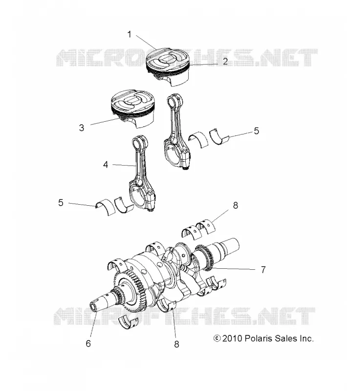 ENGINE, VILEBREQUIN AND PISTON