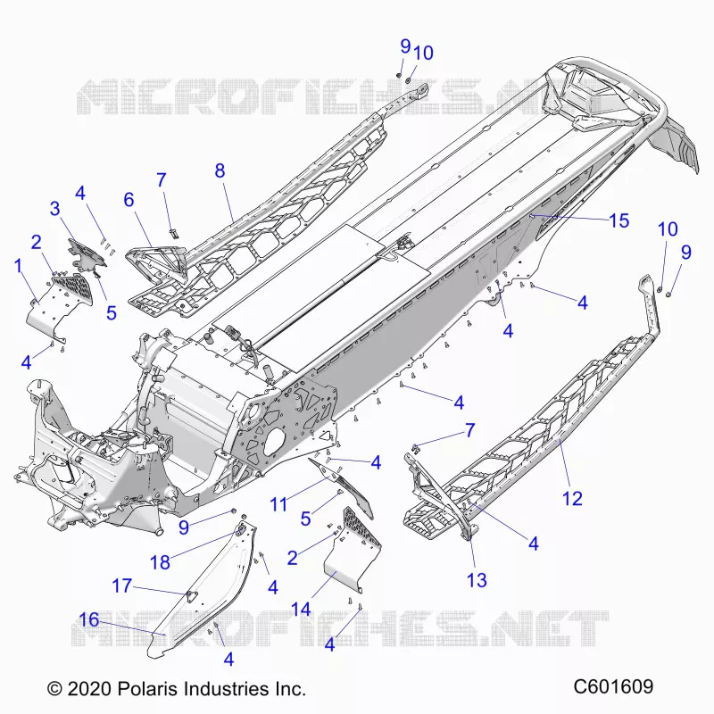 CHASSIS, PROTECTION D'EMBRAYAGE, FOOTRESTS, AND RUNNINGBOARDS