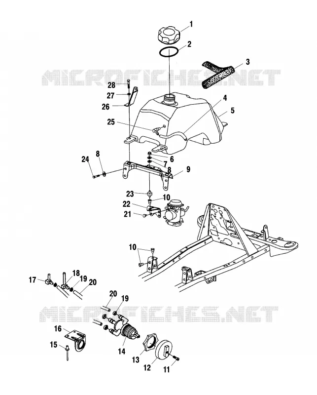 CARBURANT TANK AND CARBURATEUR MOUNTING