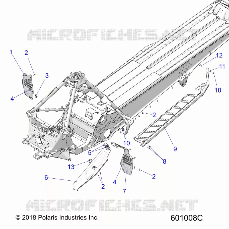 CHASSIS, PROTECTION D'EMBRAYAGE, FOOTRESTS, AND RUNNING BOARDS