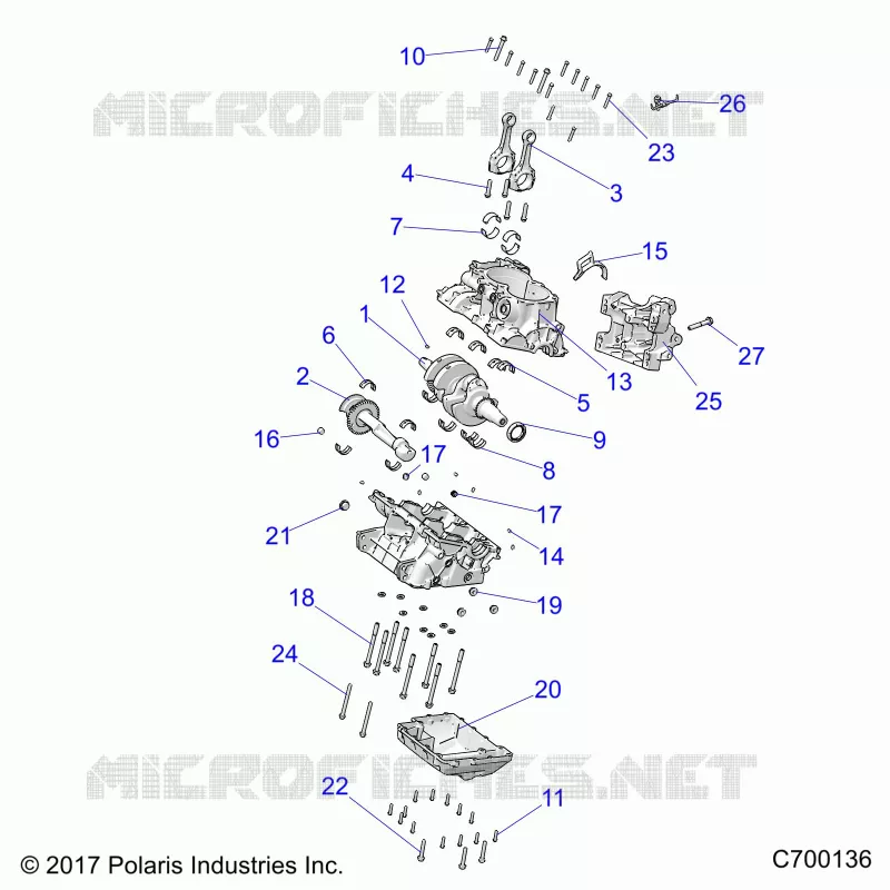 ENGINE, CRANKCASE AND VILEBREQUIN
