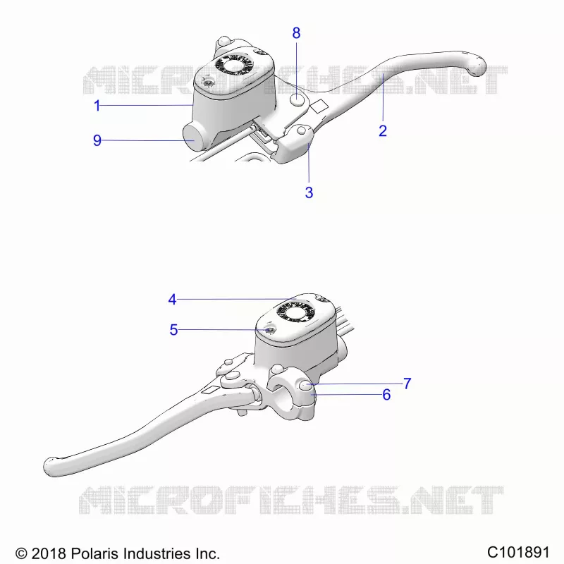 BRAKES, FRONT BRAKE LEVER AND MAITRE CYLINDRE