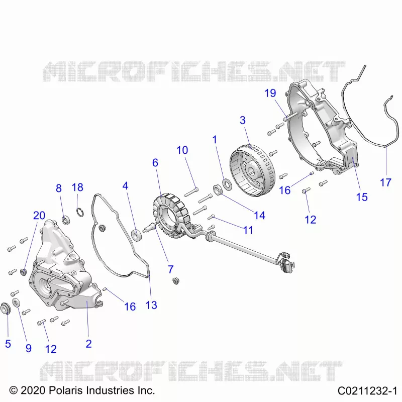 ENGINE, STATOR COVER AND FLYROUE