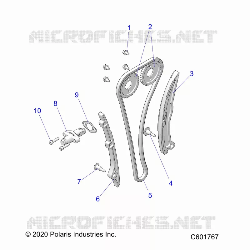 ENGINE, CAMCHAINE, SPROCKETS AND TENSIONER