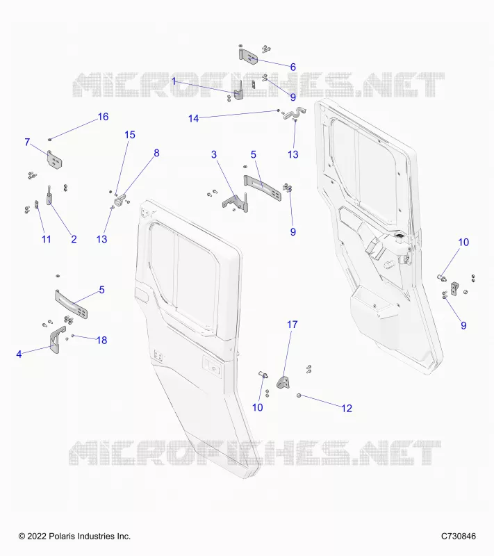 PORTES, REAR, MOUNTING