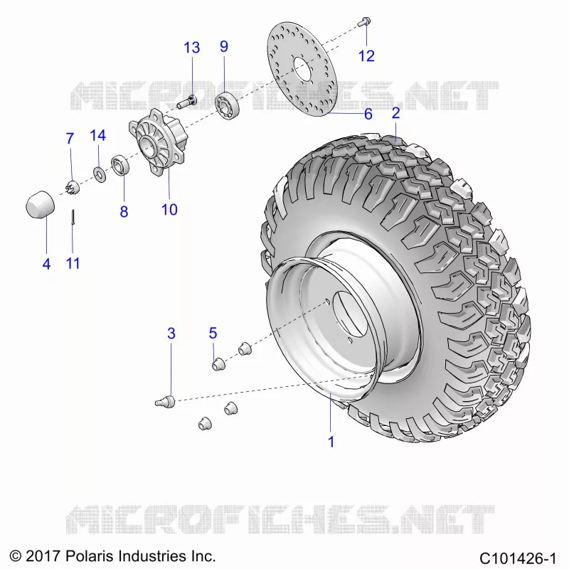 ROUES, FRONT TIRE AND BRAKE DISK