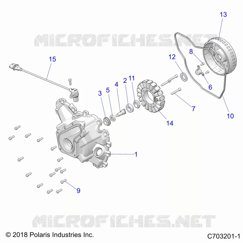 ENGINE, STATOR COVER AND FLYROUE