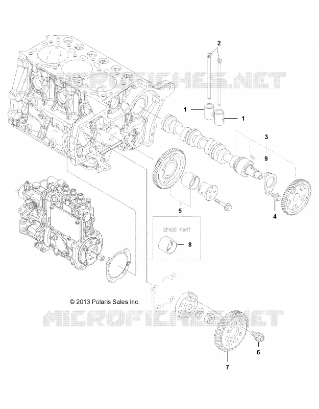 MOTEUR, CAMSHAFT AND DRIVING GEAR