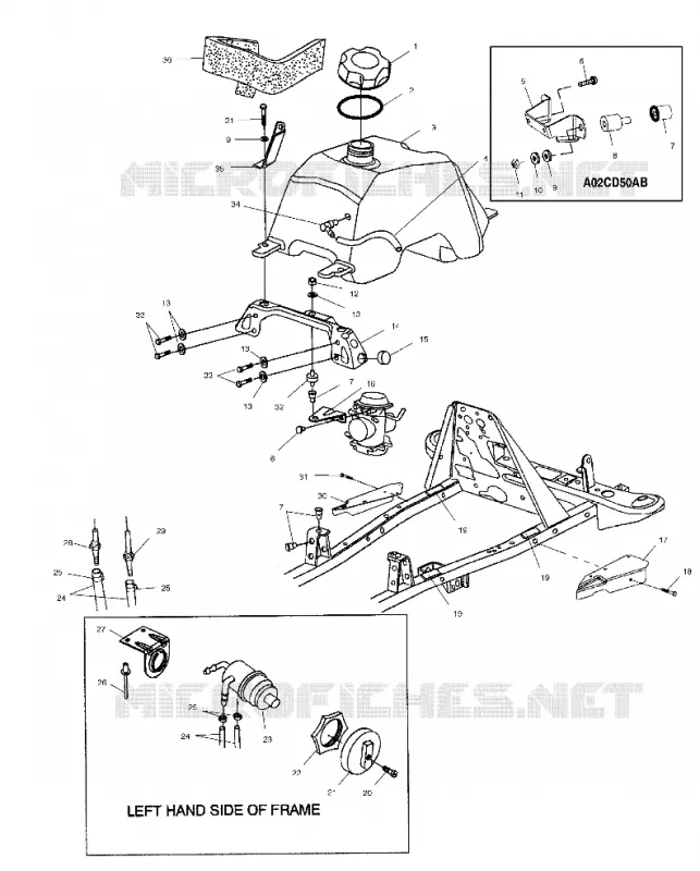 CARBURANT TANK AND CARBURATEUR MOUNTING