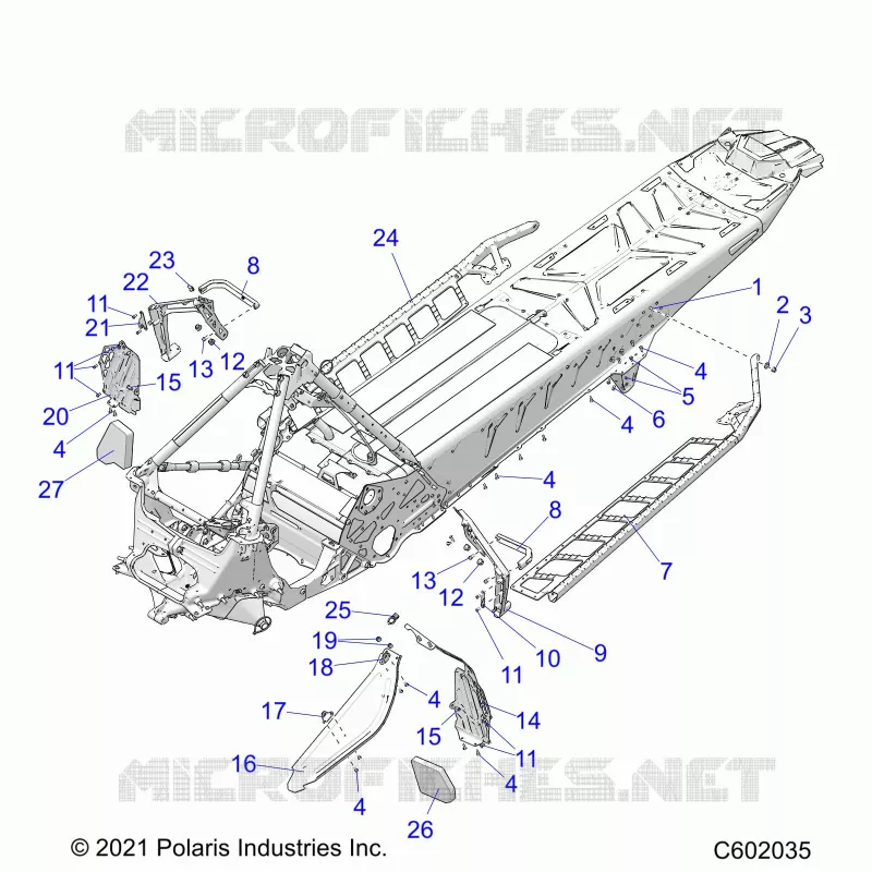 CHASSIS, PROTECTION D'EMBRAYAGE, FOOTRESTS, AND RUNNING BOARDS