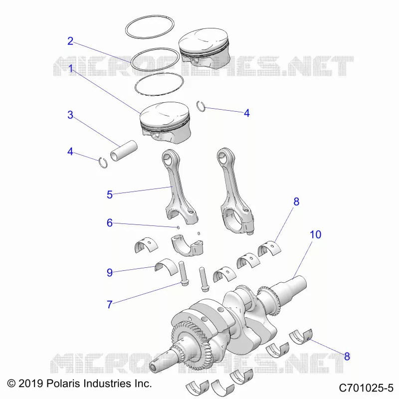 ENGINE, VILEBREQUIN AND PISTON