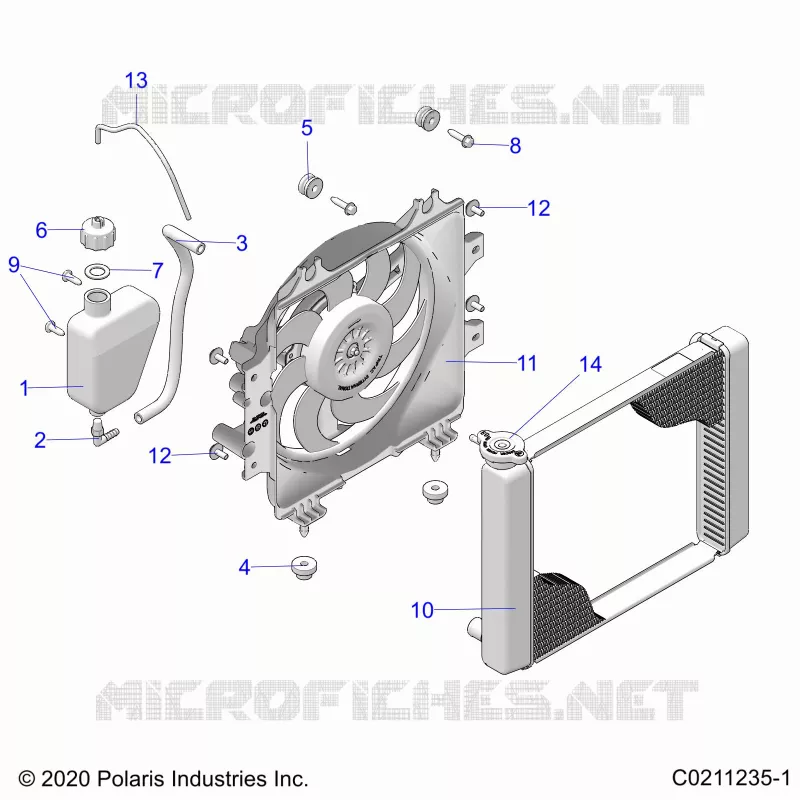 ENGINE, SYSTÃˆME DE REFROIDISSEMENT, RADIATOR, FAN & OVERFLOW BOTTLE