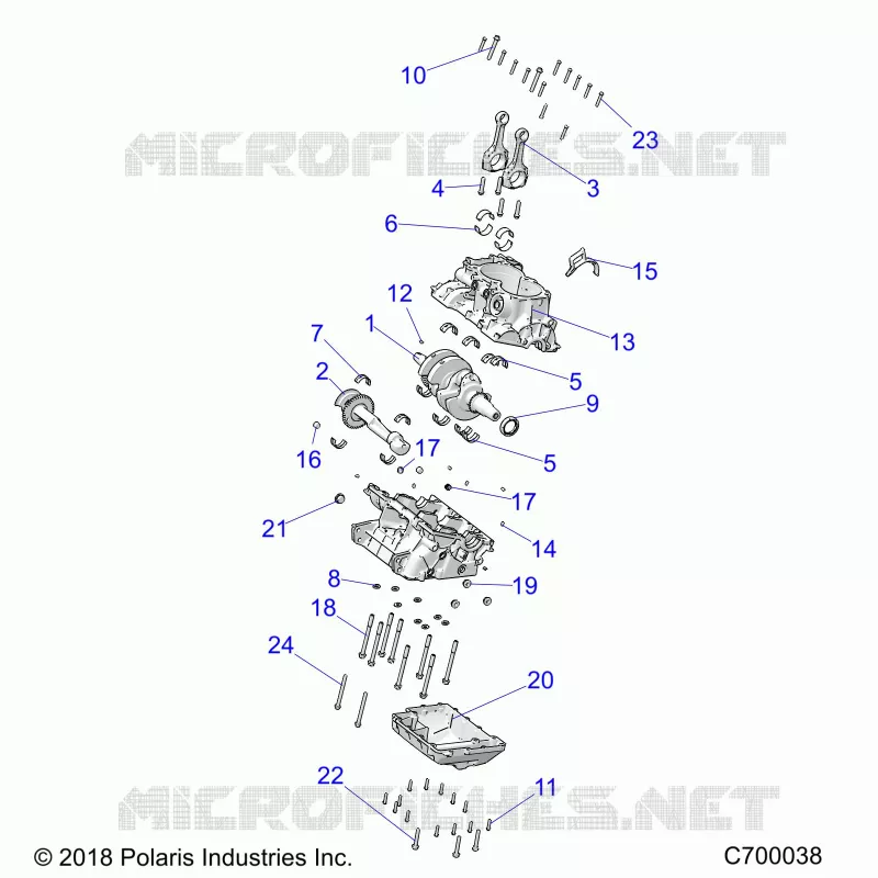 ENGINE, CRANKCASE AND VILEBREQUIN