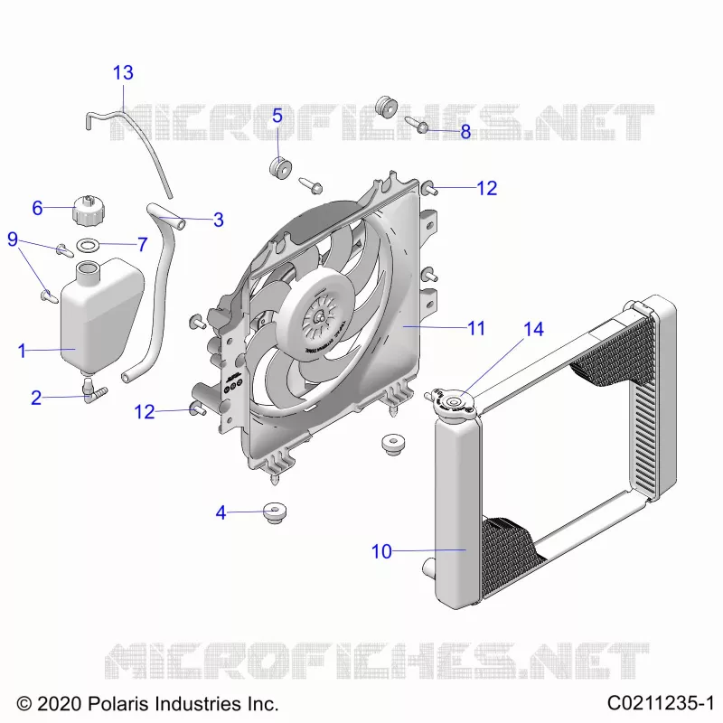 ENGINE, SYSTÃˆME DE REFROIDISSEMENT, RADIATOR, FAN & OVERFLOW BOTTLE