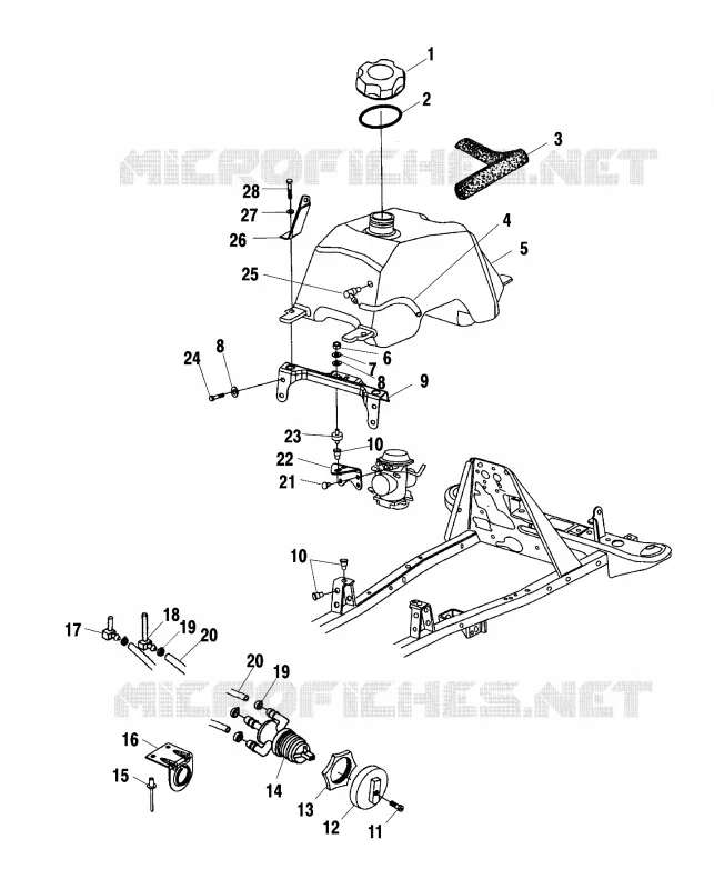 CARBURANT TANK AND CARBURATEUR MOUNTING