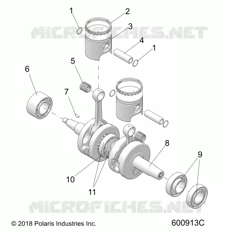 ENGINE, PISTON AND VILEBREQUIN