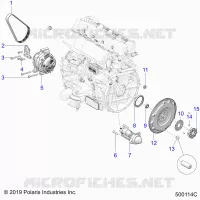 ENGINE, ALTERNATEUR, FLYWHEEL, AND STARTER