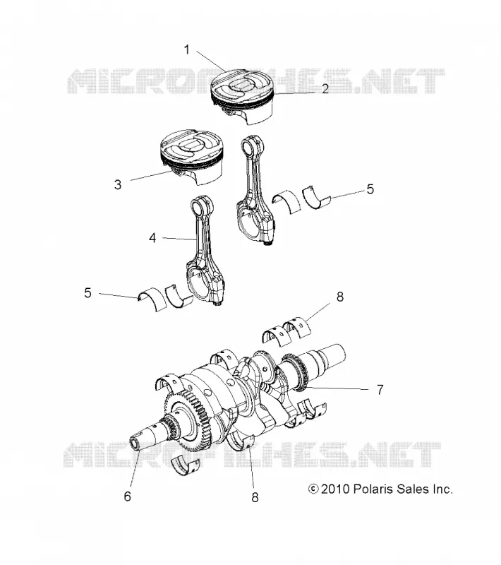 ENGINE, VILEBREQUIN AND PISTON