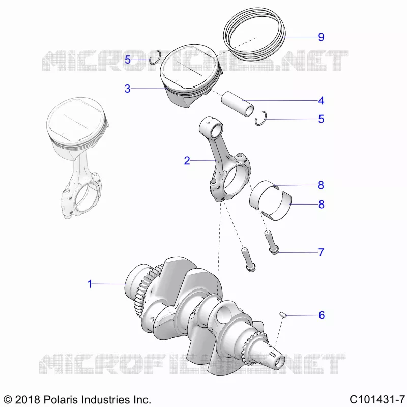 ENGINE, VILEBREQUIN AND PISTON