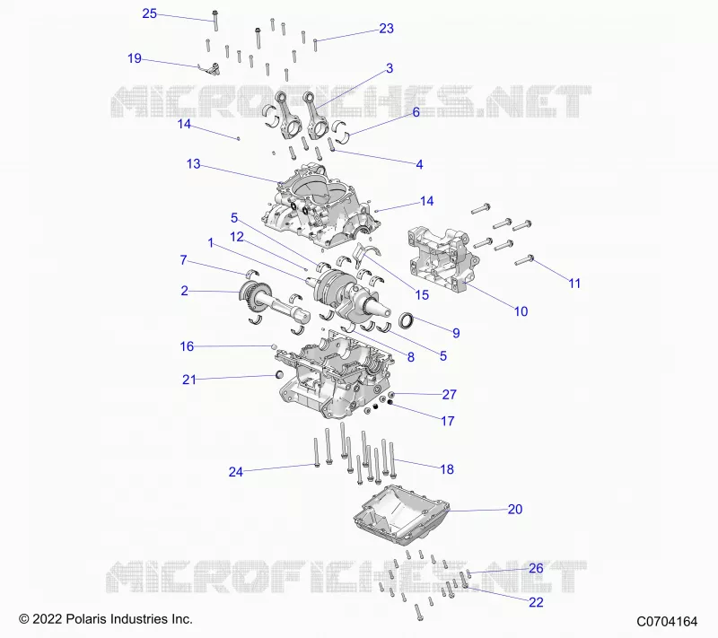 ENGINE, CRANKCASE AND VILEBREQUIN