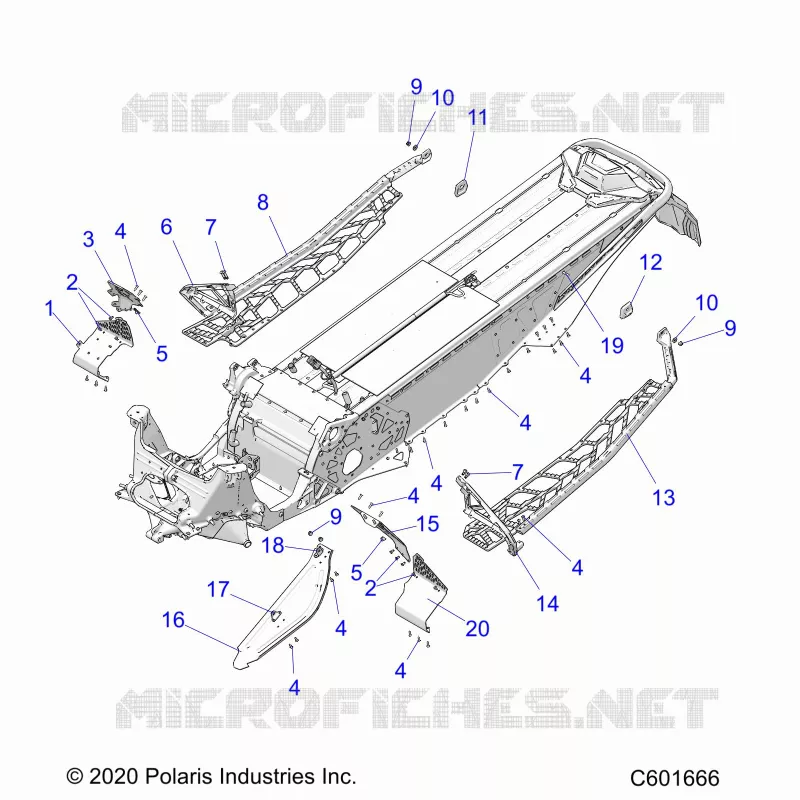 CHASSIS, PROTECTION D'EMBRAYAGE, FOOTRESTS, AND RUNNINGBOARDS