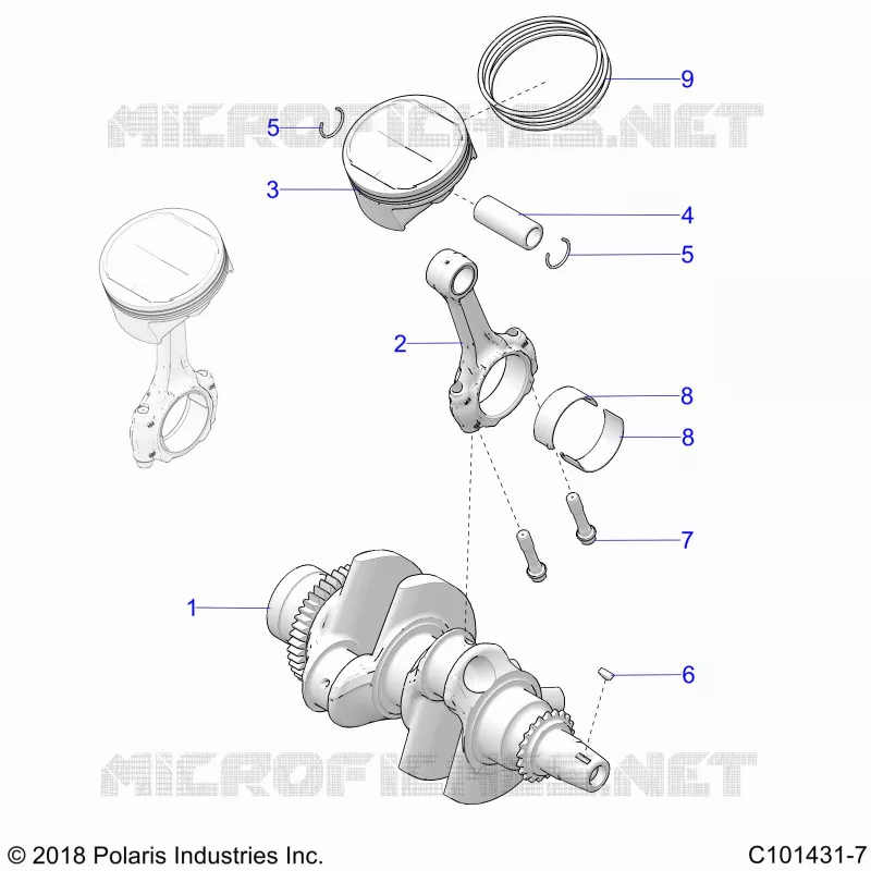 ENGINE, VILEBREQUIN AND PISTON