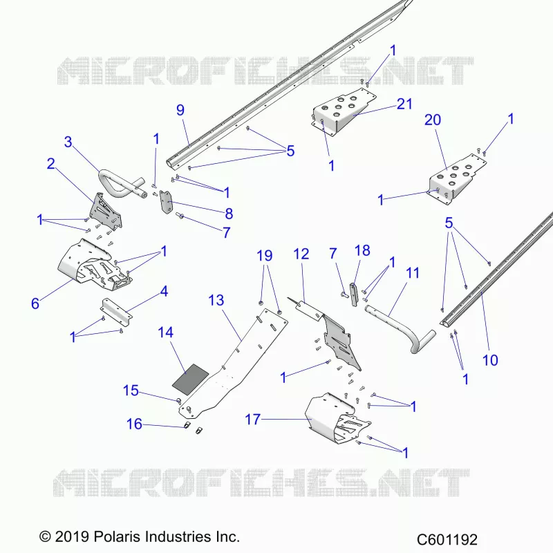 CHASSIS, PROTECTION D'EMBRAYAGE AND FOOTRESTS