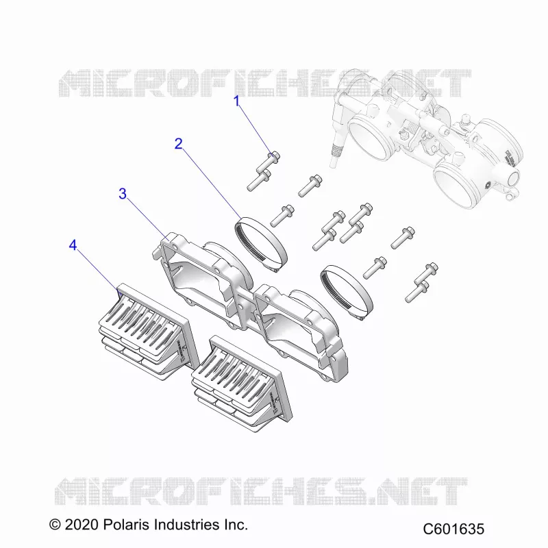 ENGINE, REED VALVE AND CORPS DE PAPILON ADAPTOR