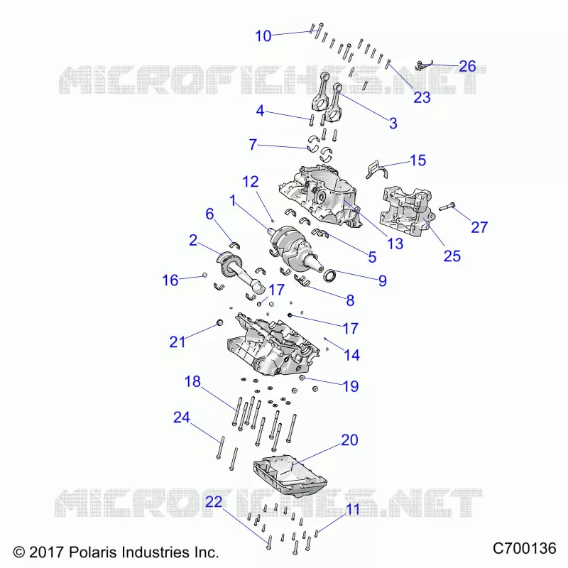 ENGINE, CRANKCASE AND VILEBREQUIN