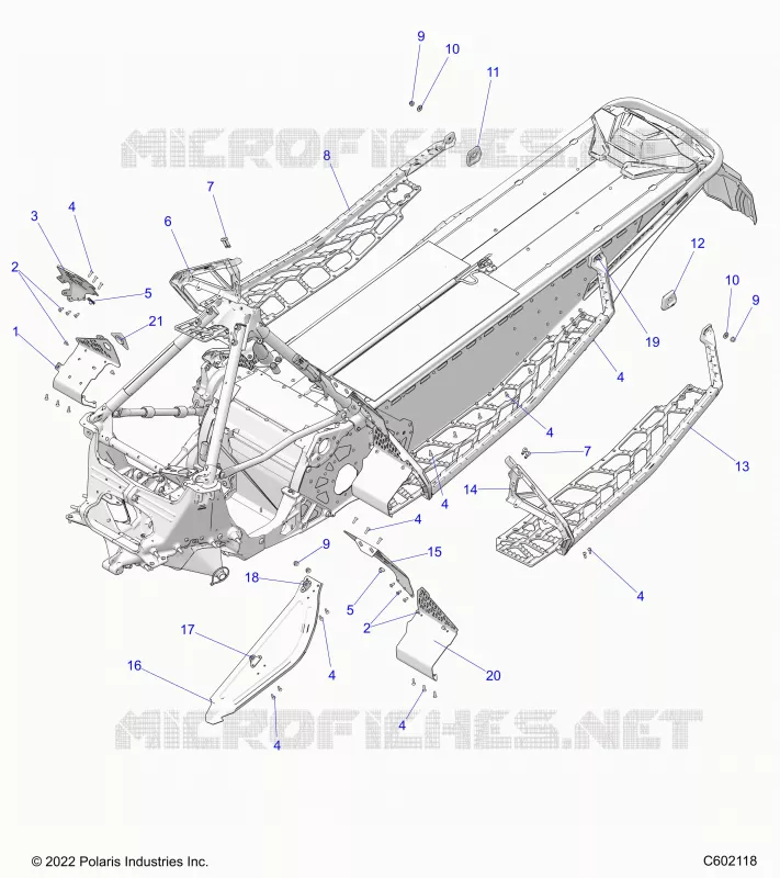 CHASSIS, PROTECTION D'EMBRAYAGE, FOOTRESTS, AND RUNNINGBOARDS