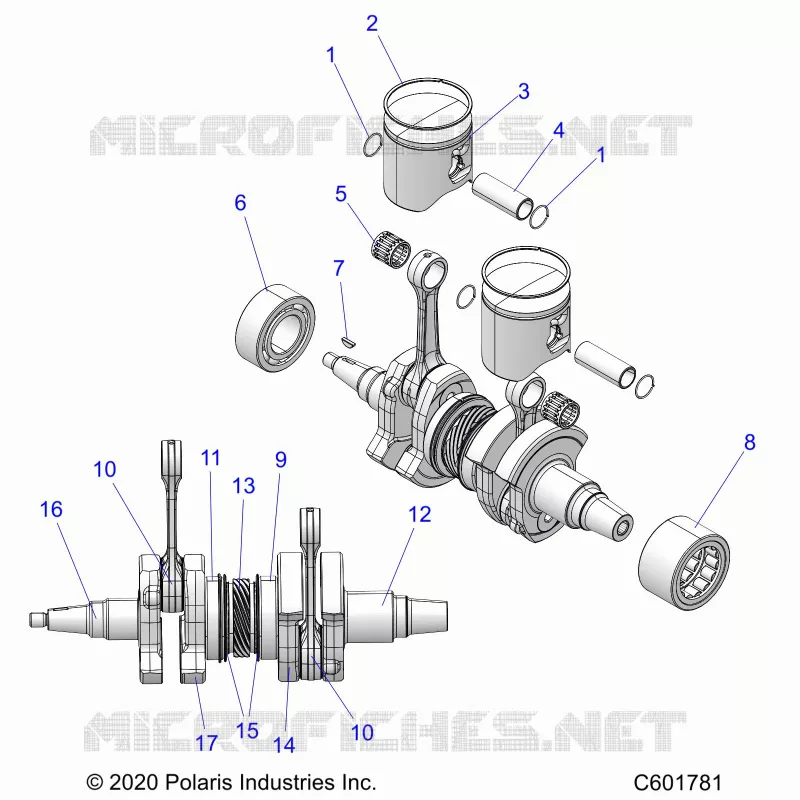 ENGINE, PISTON AND VILEBREQUIN