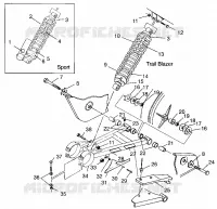BRAS OSCILLANT ET AMORTISSEUR ARRIERE Sport 400L W97BA38C and Trail Blazer W97BA25C (4940124012B011)