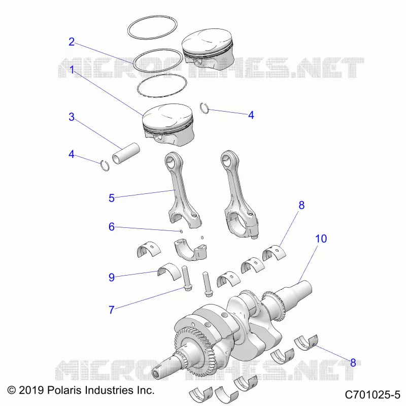 ENGINE, VILEBREQUIN AND PISTON