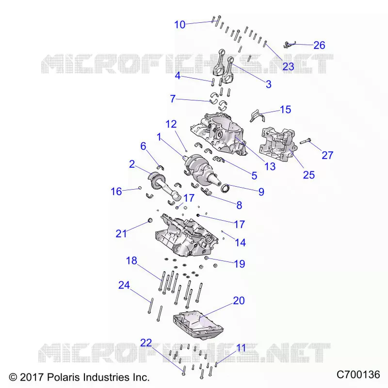 ENGINE, CRANKCASE AND VILEBREQUIN