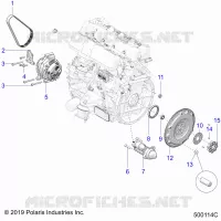 ENGINE, ALTERNATEUR, FLYWHEEL, AND STARTER