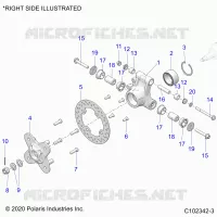 SUSPENSION ARRIERE HUB, CARRIER AND BRAKE DISC