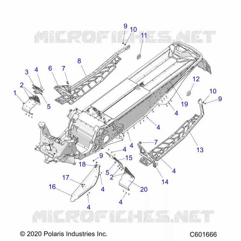 CHASSIS, PROTECTION D'EMBRAYAGE, FOOTRESTS, AND RUNNINGBOARDS