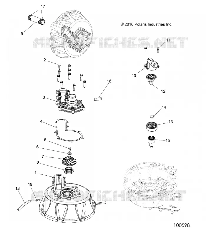 ENGINE, COOLING SYSTEM AND POMPE A EAU